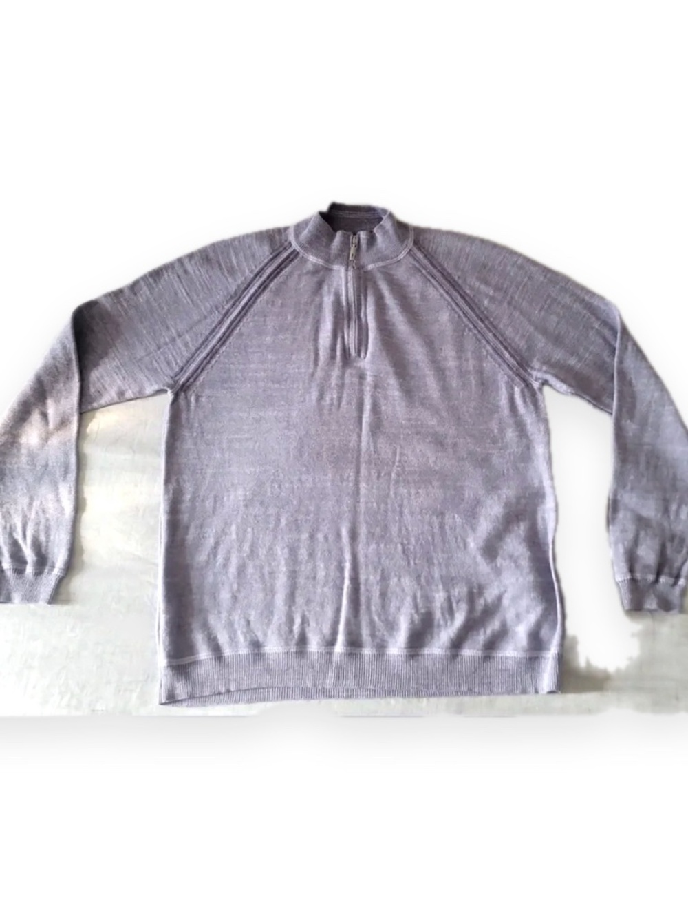 Tommy Bahama Heather Gray Quarter Zip Sweater Ribbed Lightweight Pullover